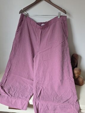 Pure Jill Women's Wide-Leg Cotton Pants in Mauve Pink